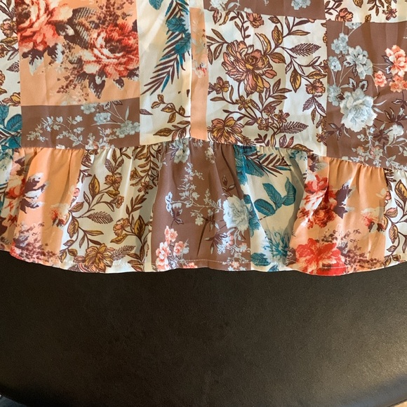 New Andree patchwork print womens blouse size large flowy loose relaxed fall - Picture 8 of 11